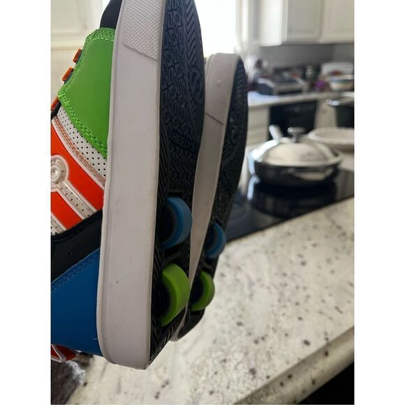 Heelys Racer 20 X2 Color Block Black Orange Blue Green Roller Skate Shoes sz 2 Y - Picture 7 of 8